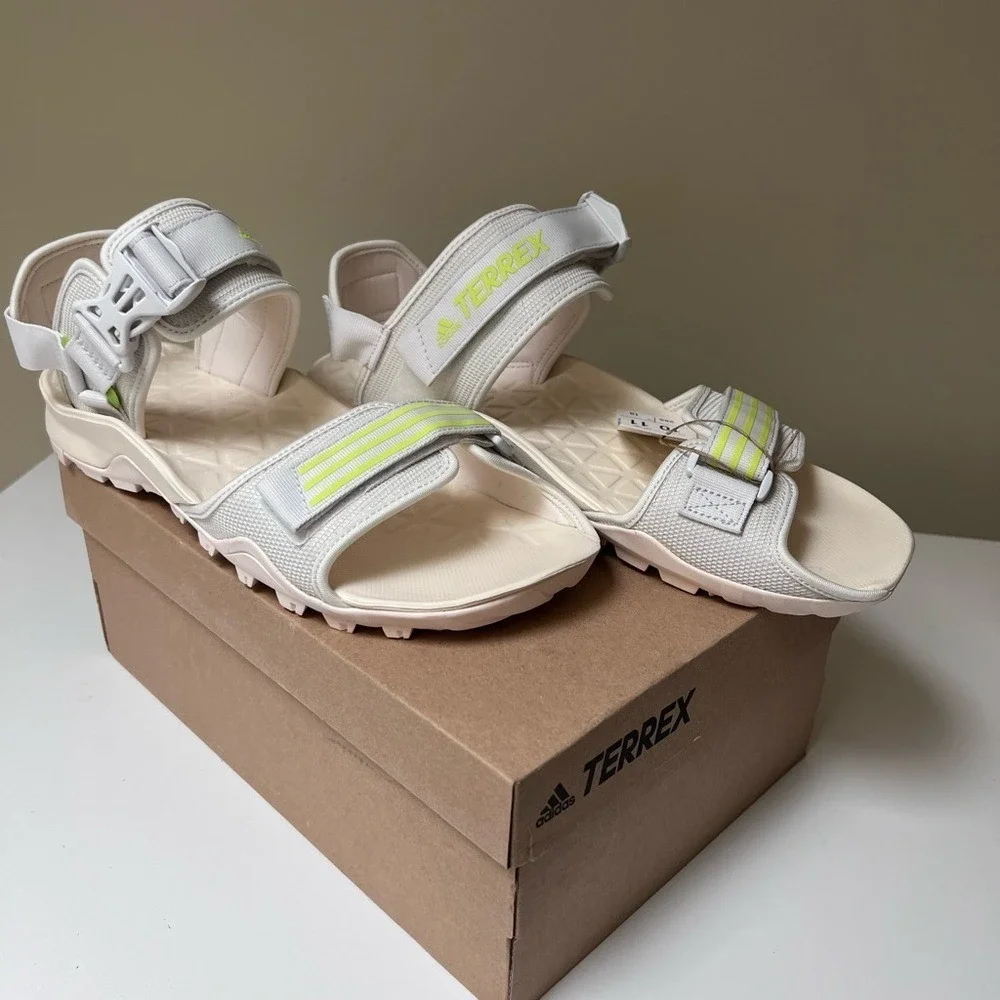 Adidas Terrex Cyprex Ultra DLX Sandals Wonder White Pulse Lime GZ9208 Mens 10